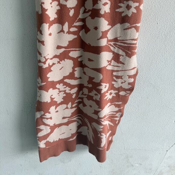 Lost + Wander Floral Knit Midi Dress XS/S Rust Pink Cottagecore Boho Chic - Picture 4 of 8